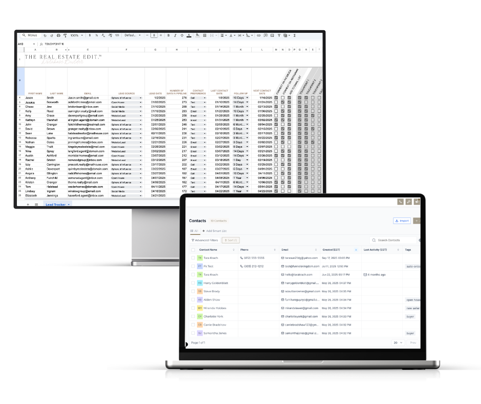 Real estate contacts & database example